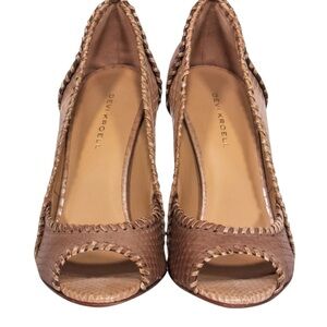 Devi Kroell Brown Python Peep Toe High Heel Pumps
 SIze 7.5
